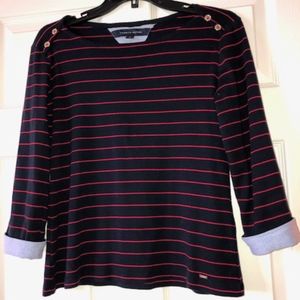 Tommy Hilfigure Stripe Boat Neck Top 3/4 sleeves